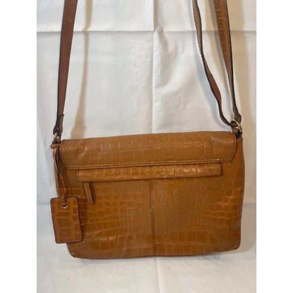 ASHWOOD Croc Embossed Leather East West Small Crossbody Bag Purse - Picture 2 of 14